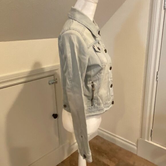 Jou Jou Denim Jacket Striped Jean Stretch Fabric Size M - Picture 4 of 16